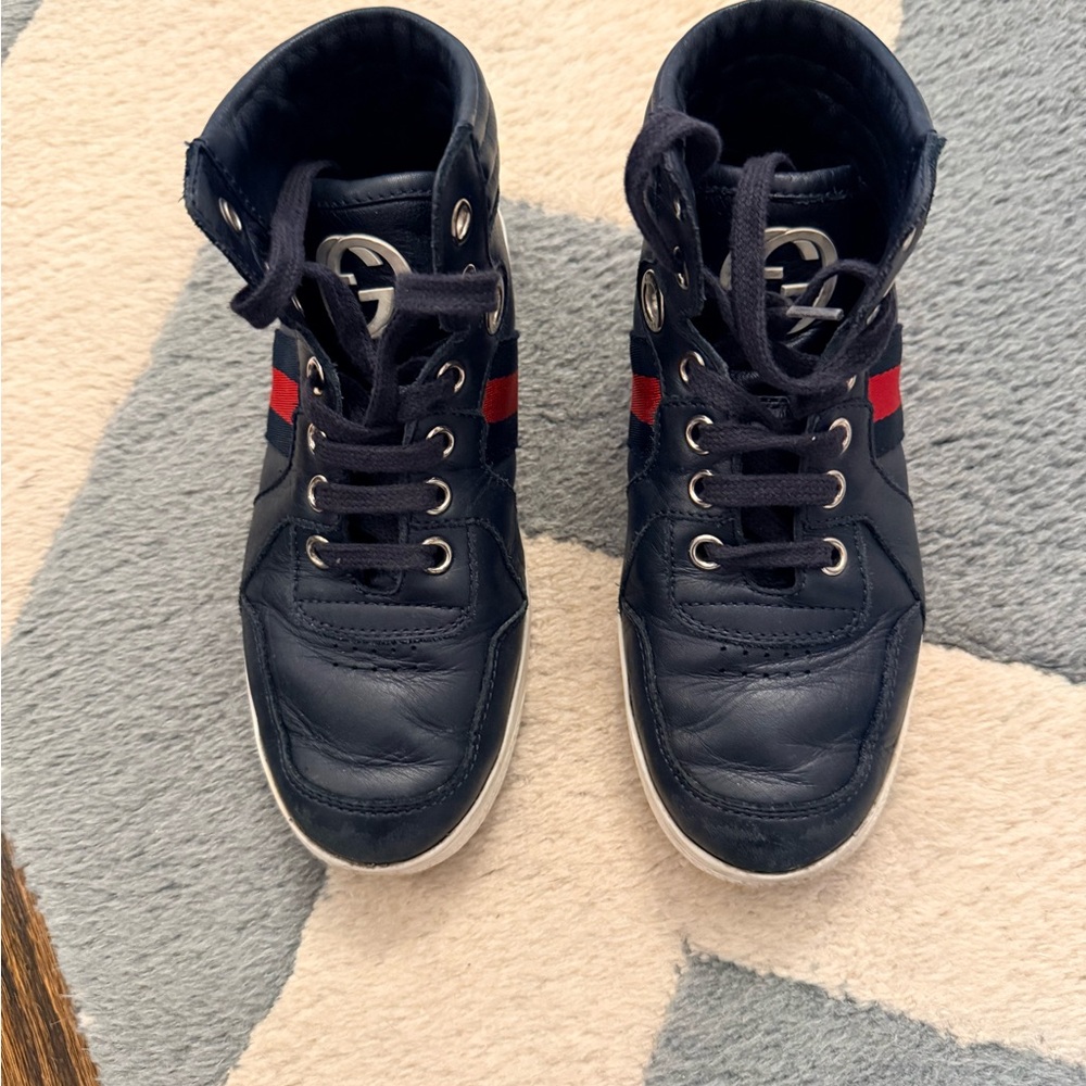 Gucci Kids Black High-Top Sneakers with White Sole
